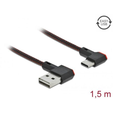 DeLock EASY-USB 2.0 Cable Type-A male to USB Type-C male angled left / right 1.5m Black