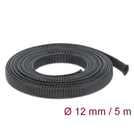 DeLock Braided Sleeve stretchable 5m x 12mm Black