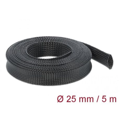 DeLock Braided Sleeve stretchable 5m x 25mm Black