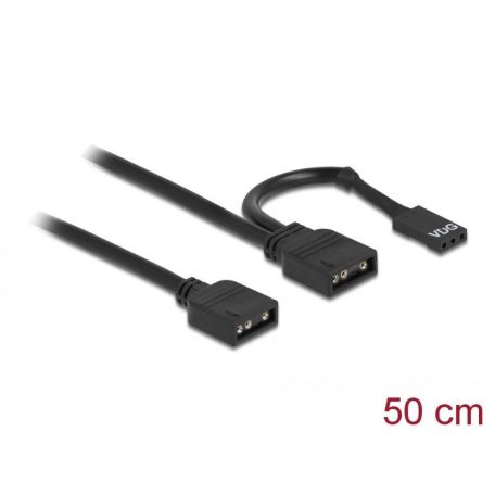 DeLock RGB Connection Cable 3 pin for 5 V RGB / ARGB LED illumination with 2 x 3 pin female 50cm Black