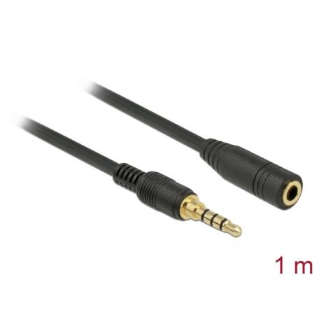 DeLock Stereo Jack Extension Cable 3.5 mm 4 pin male to female 1m Black