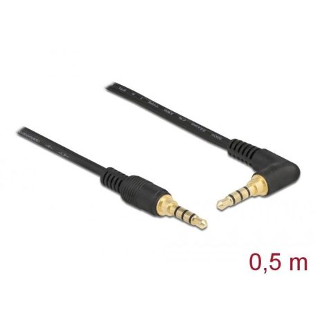 DeLock Stereo Jack Cable 3.5 mm 4 pin male > male angled 0,5m Black