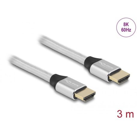 DeLock Ultra High Speed HDMI Cable 48 Gbps 8K 60Hz 3m certified Silver