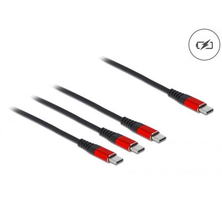 DeLock USB Charging Cable 3 in 1 USB Type-C to 3 x USB Type-C 1m Black/Red