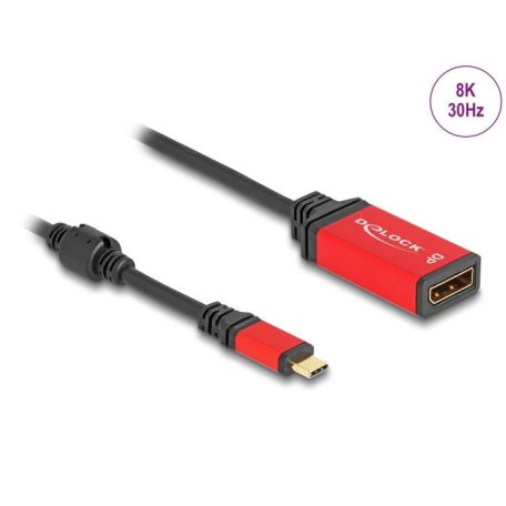 DeLock USB Type-C to DisplayPort Adapter (DP Alt Mode) 8K 30 Hz with HDR function Black/Red