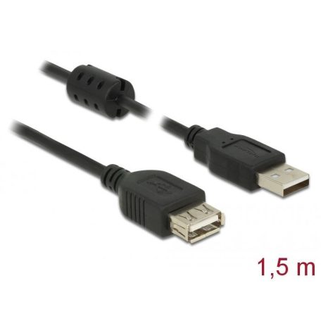 DeLock Extension cable USB 2.0 Type-A male > USB 2.0 Type-A female 1.5m Black