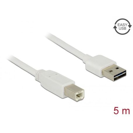 DeLock EASY-USB 2.0 Type-A male > USB 2.0 Type-B male Cable 5m White