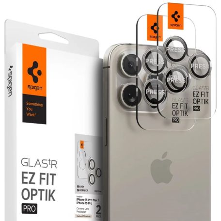 Spigen Glass tR EZ Fit Optik Pro 2 Pack iPhone 15 Pro/15 Pro Max Nature Titanium