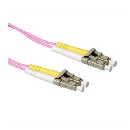 ACT LSZH Multimode 50/125 OM4 fiber cable duplex with LC connectors 0,25m Pink