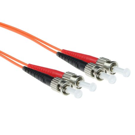 ACT LSZH Multimode 50/125 OM2 fiber cable duplex with ST connectors 0,5m Orange