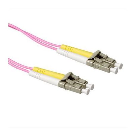 ACT  LSZH Multimode 50/125 OM4 fiber cable duplex with LC connectors 0,5m Pink