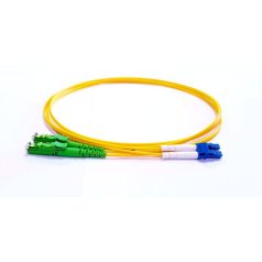   ACT LSZH Singlemode 9/125 OS2 fiber cable duplex with E2000/APC and LC/UPC connectors 0,5m Yellow