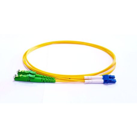 ACT LSZH Singlemode 9/125 OS2 fiber cable duplex with E2000/APC and LC/UPC connectors 0,5m Yellow