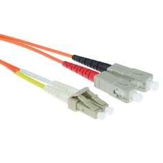   ACT LSZH Multimode 50/125 OM2 fiber cable duplex with LC and SC connectors 1m Orange