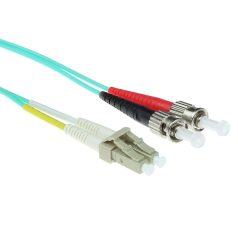   ACT LSZH Multimode 50/125 OM3 fiber cable duplex with LC and ST connectors Blue