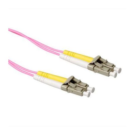 ACT LSZH Multimode 50/125 OM4 fiber cable duplex with LC connectors 1m Pink