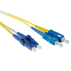   ACT LSZH Singlemode 9/125 OS2 short boot fiber cable duplex with LC and SC connectors 1m Yellow