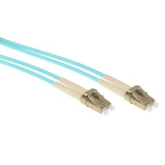   ACT Multimode 50/125 OM3 duplex armored fiber cable with LC connectors 1m Blue