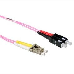   ACT LSZH Multimode 50/125 OM4 fiber cable duplex with LC and  SC connectors 1,5m Pink