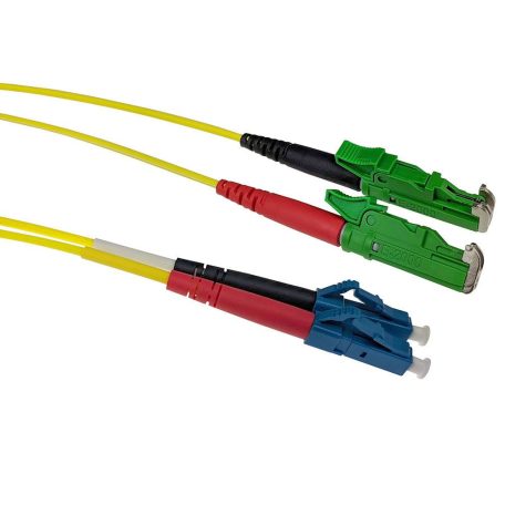 ACT LSZH Singlemode 9/125 OS2 fiber cable duplex with E2000/APC and LC/UPC connectors 10m Yellow