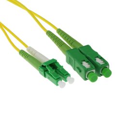   ACT LSZH Singlemode 9/125 OS2 fiber cable duplex with LC/APC8 and SC/APC8 connectors 10m Yellow