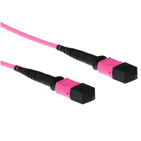 ACT Multimode 50/125 OM4 polarity B fiber cable with MTP female connectors 12m Pink