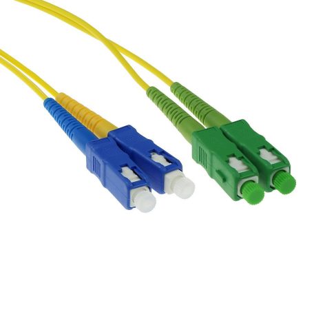 ACT LSZH Singlemode 9/125 OS2 fiber cable duplex with SC/APC and SC/PC connectors 15m Yellow