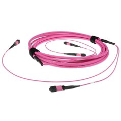   ACT Multimode 50/125 OM4(OM3) polarity A fiber trunk cable with 2 MTP/MPO female connectors each side 15m Pink