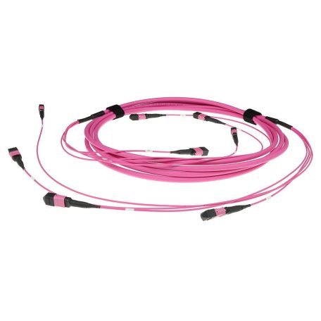 ACT Multimode 50/125 OM4(OM3) polarity B fiber trunk cable with 2 MTP/MPO female connectors each side 15m Pink