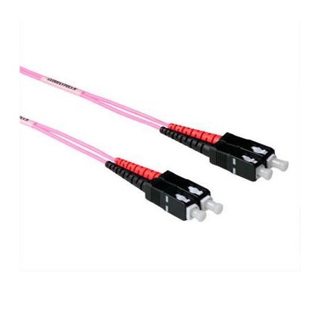 ACT LSZH Multimode 50/125 OM4 fiber cable duplex with SC connectors 20m Pink