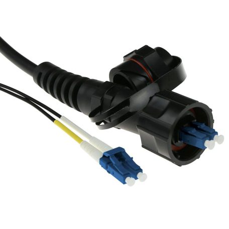 ACT Singlemode 9/125 OS2 duplex fiber cable with LC and IP67 LC connectors 20m Black