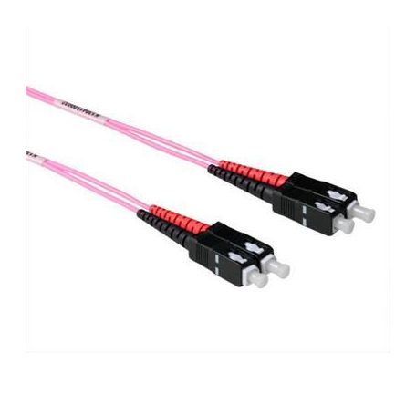 ACT LSZH Multimode 50/125 OM4 fiber cable duplex with SC connectors 7m Pink