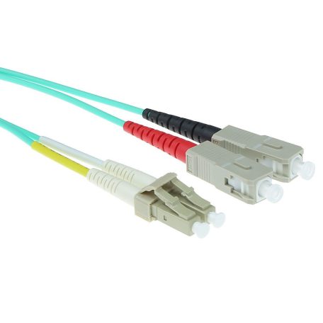 ACT LSZH Multimode 50/125 OM3 fiber cable duplex with LC and SC connectors 0,5m Blue