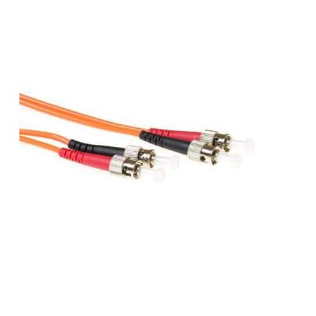 ACT LSZH Multimode 50/125 OM2 fiber cable duplex with ST connectors 50m Orange