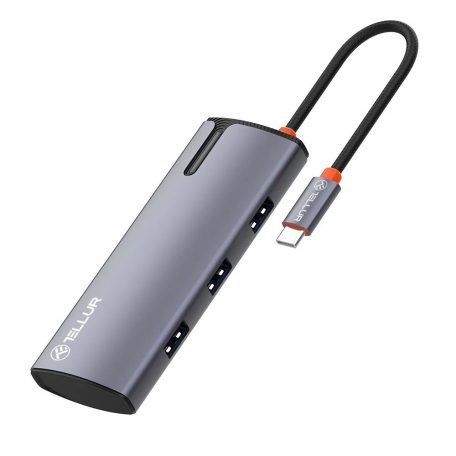 Tellur USB-C Hub PD 3.0 100W HDMI 3xUSB 3.0 Aluminiu Grey