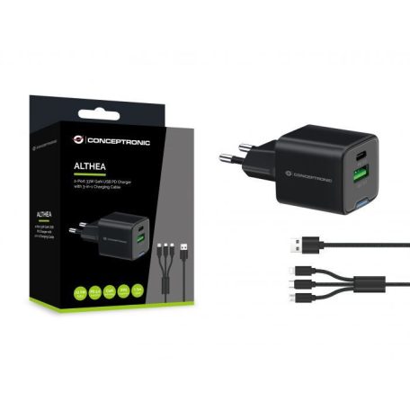 Conceptronic  2-Port 33W USB Charger Black