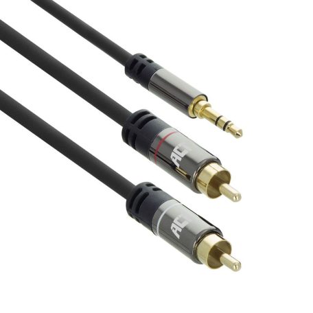 ACT High Quality audio connection cable 1x 3.5mm stereo jack male - 2x RCA male 1,5m Black