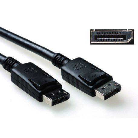 ACT DisplayPort cable male male, power pin 20 connected 0,5m Black