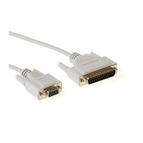 ACT Serial printer cable 9 pin D-sub female to 25 pin D-sub male 3m Ivory