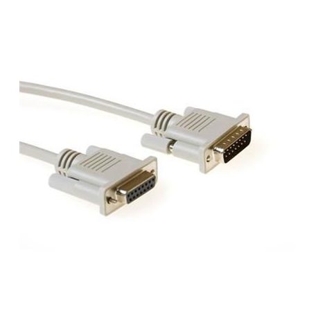 ACT Serial 1:1 connection cable 15 pin D-sub male to 15 pin D-sub female 1,8m Ivory