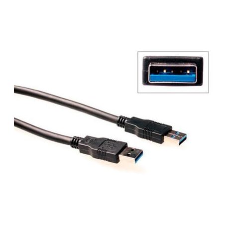 ACT USB 3.0 A male to USB A male 2m Black