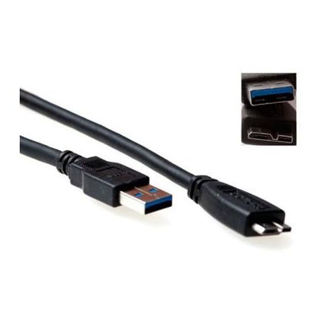 ACT USB 3.0 A male to USB micro B male 0,5m Black