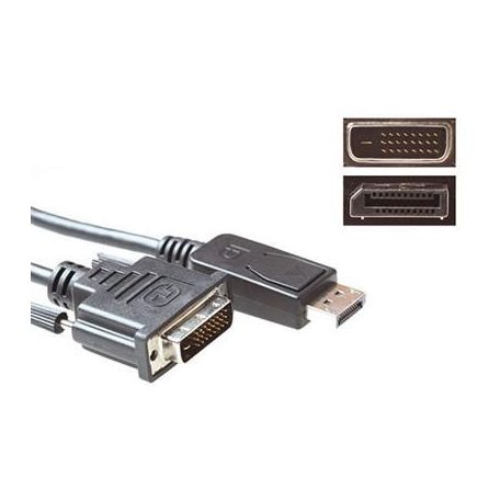 ACT Conversion cable DisplayPort male to DVI male 0,5m Black