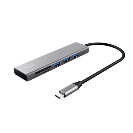 Trust Halyx 3 Port USB 3.2 Type-C Hub & Card Reader Silver