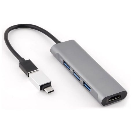 Bluestork HUB-MINI USB-A to 3xUSB2.0 + 1xUSB-C 1xHDMI USB3.0 Grey