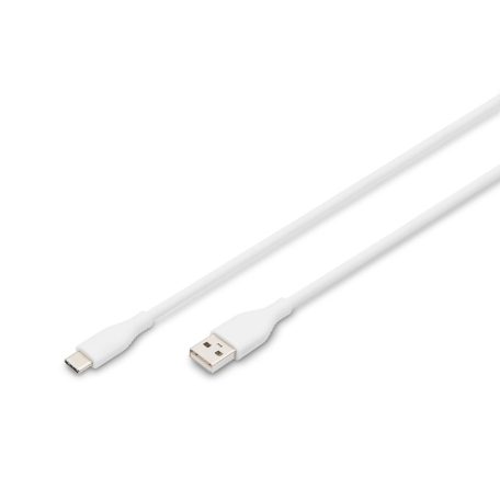 Digitus USB-C Silicone charging cable USB-A to USB-C USB 2.0 60W 1m White