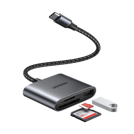 UGREEN USB-C to SD/TF + USB2.0 Memory Card Reader Black