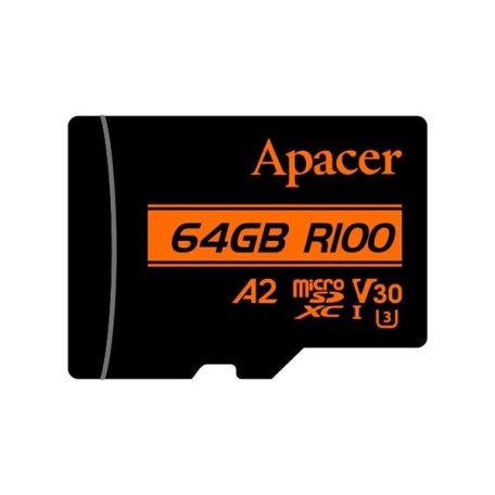 Apacer 64GB microSDXC CL10 UHS-I U3 V30 A2 + adapterrel