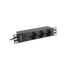   Lanberg 10" PDU/elosztósor 1U 16A 2m 3x Schuko aljzat Black