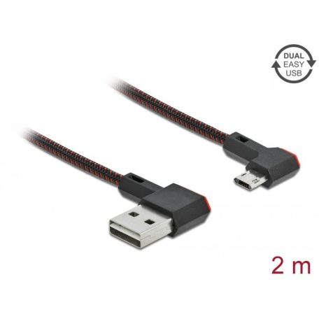 DeLock EASY-USB 2.0 Cable Type-A male to EASY-USB Type Micro-B male angled left/right 2m Black